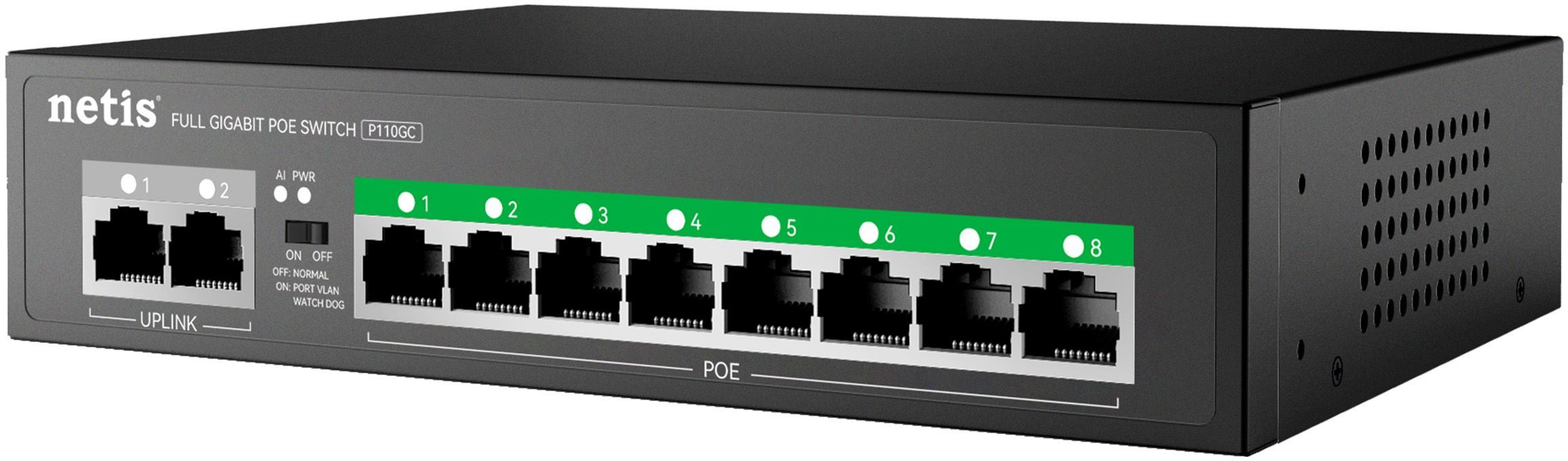 Комутатор Netis P110GC 8xGE PoE+, 2xGE Uplink, некерований (P110GC)