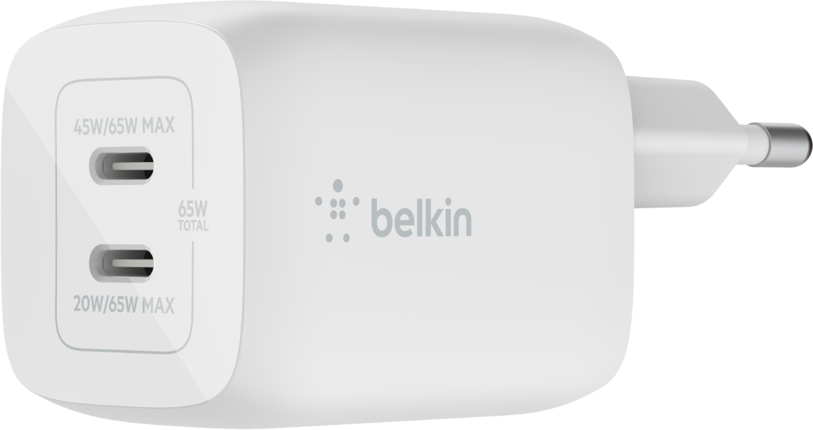 Мережевий ЗП Belkin Home Charger 65W GAN PD PPS Dual USB-C – USB-C 2m (WCH013VF2MWH-B6)