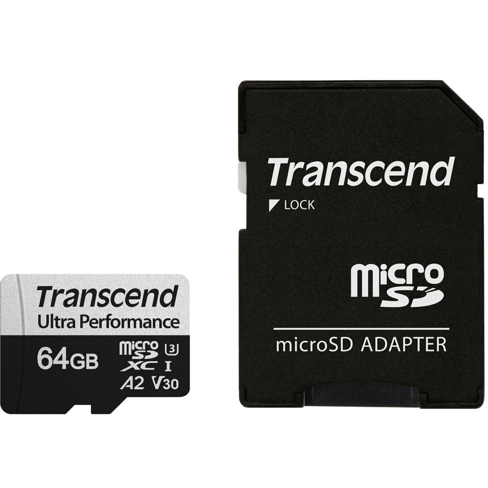 Карта пам'яті Transcend microSDXC 64GB C10 UHS-I U3 A2 R160/W80MB/s + SD адаптер (TS64GUSD340S)