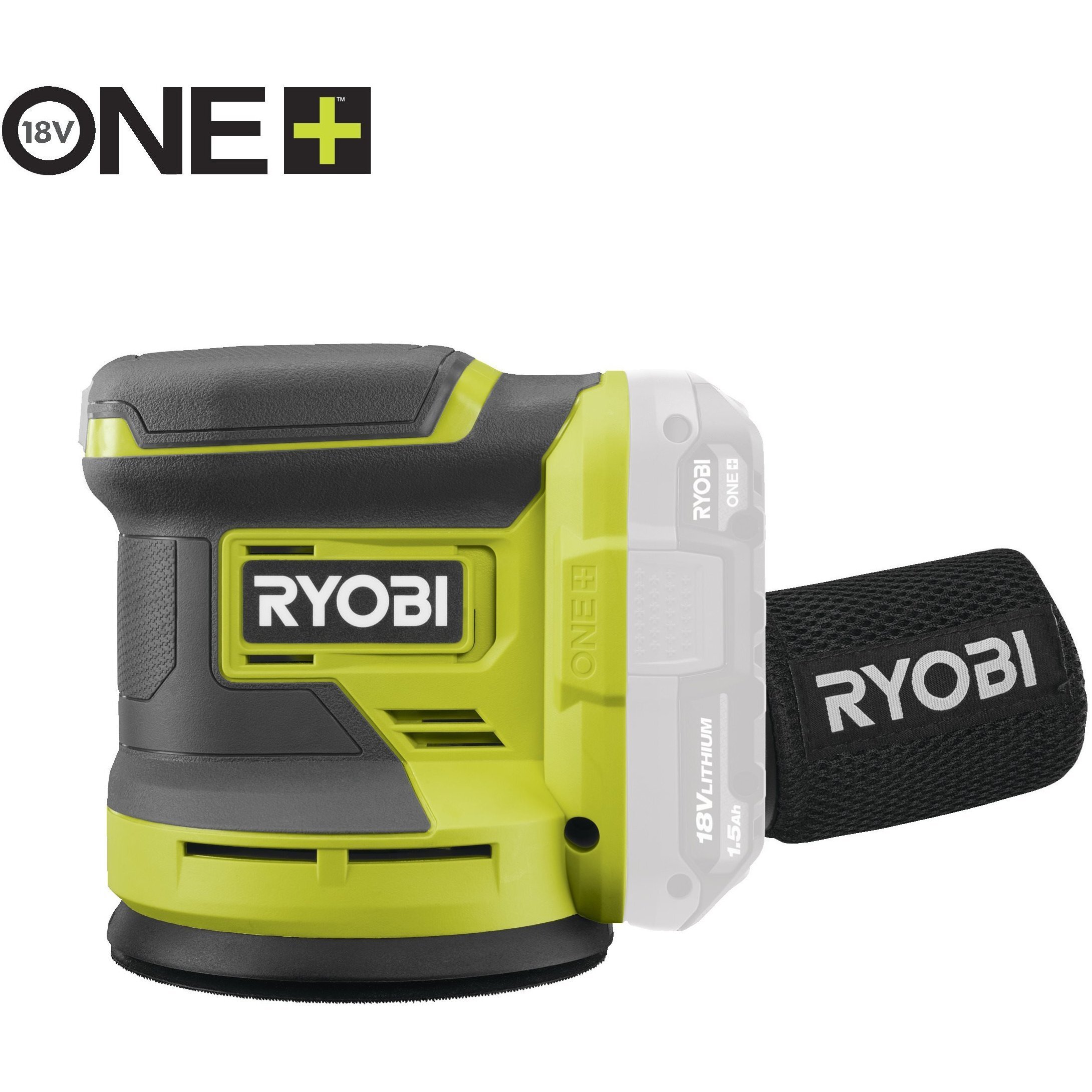 Шліфмашина ексцентрикова Ryobi ONE+ RROS18-0, 18В, акумуляторна (без АКБ та ЗУ) (5133005393)