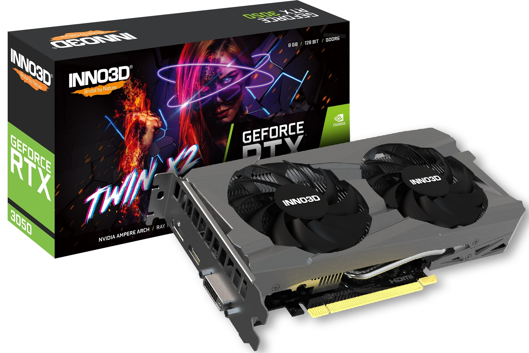 Видеокарта INNO3D GeForce RTX 3050 8GB GDDR6 Twin X2 (N30502-08D6-1711VA41)