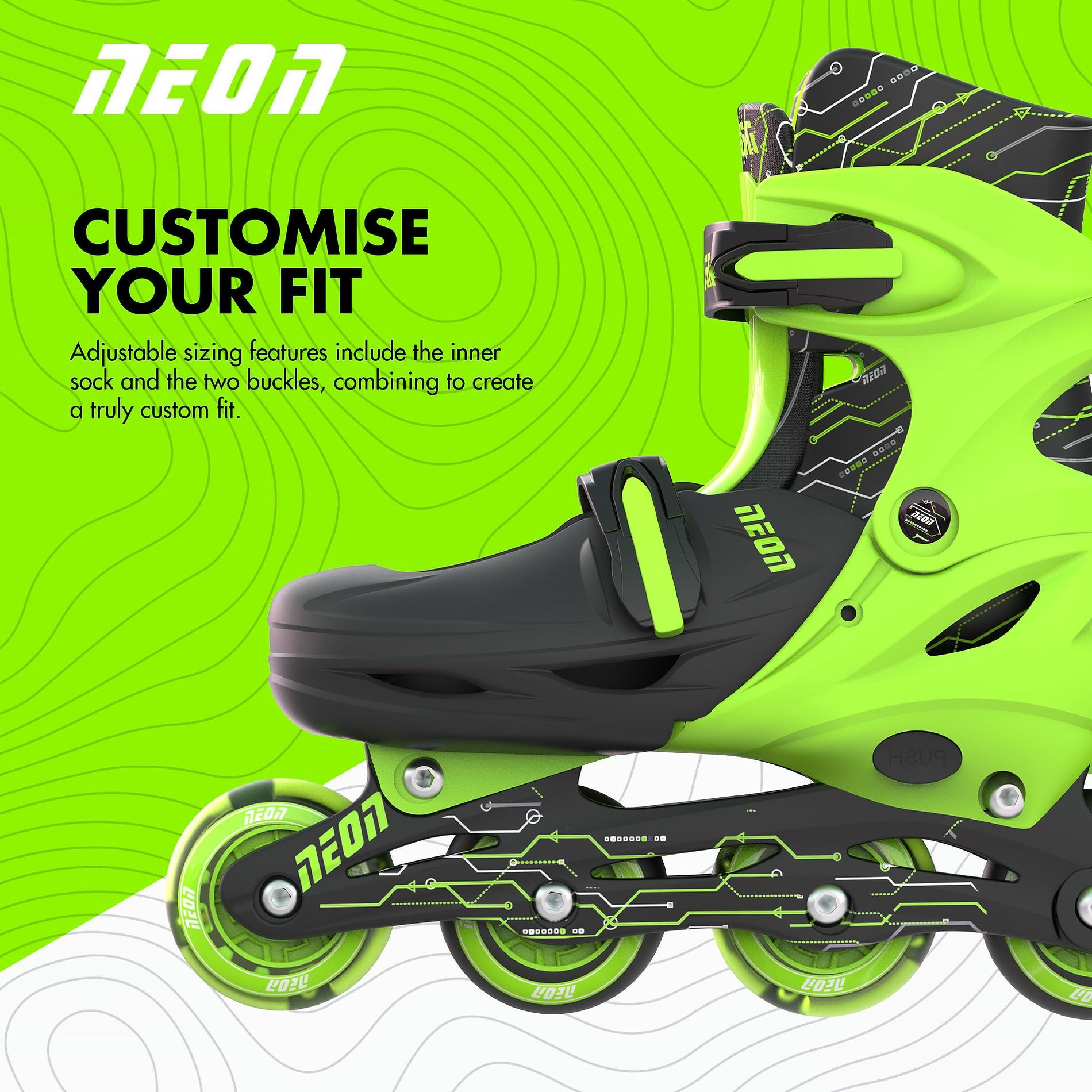 Роликові ковзани Neon Inline Skates Зелений (Розмір 34-37)