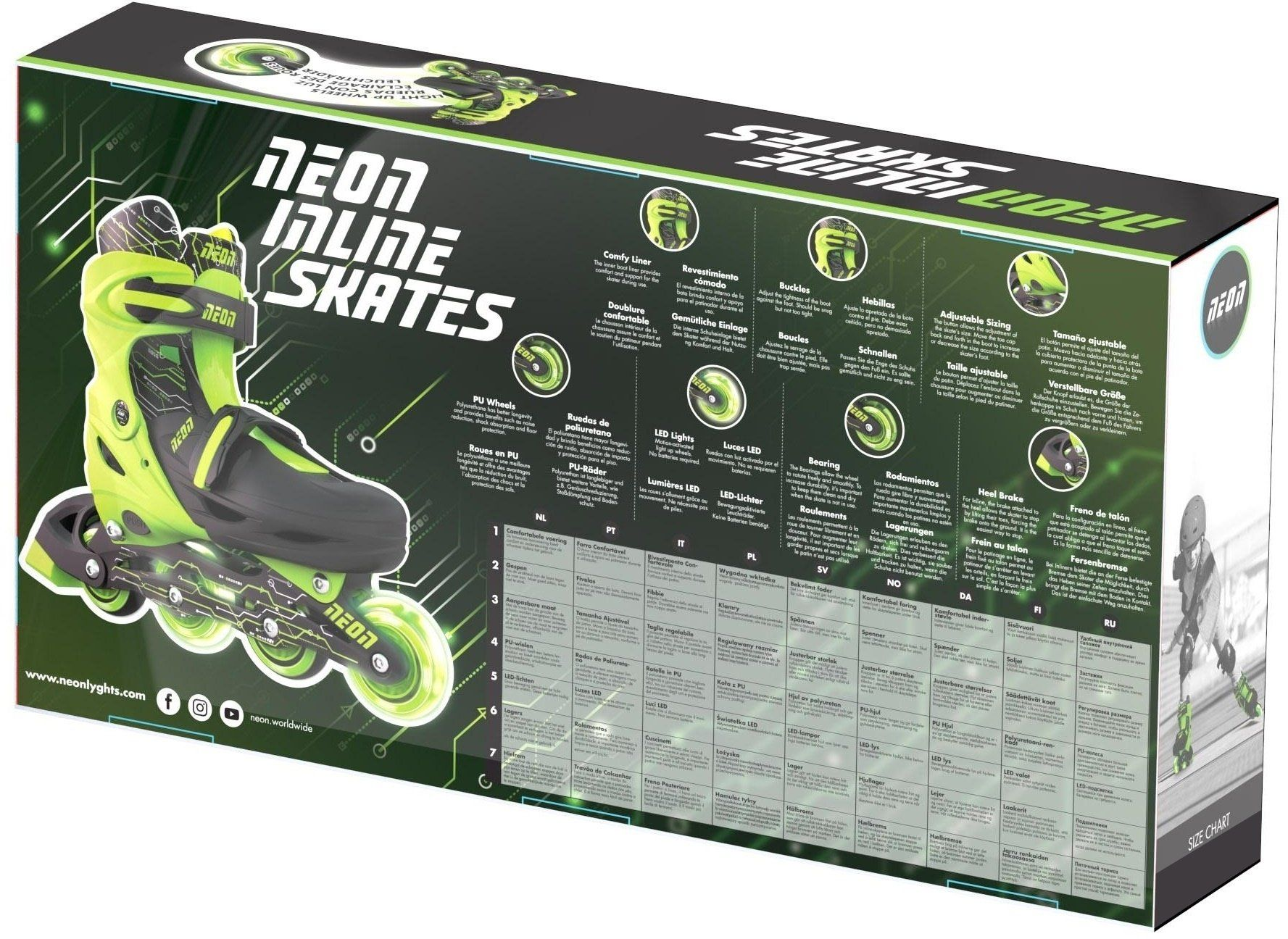 Роликові ковзани Neon Inline Skates Зелений (Розмір 34-37)