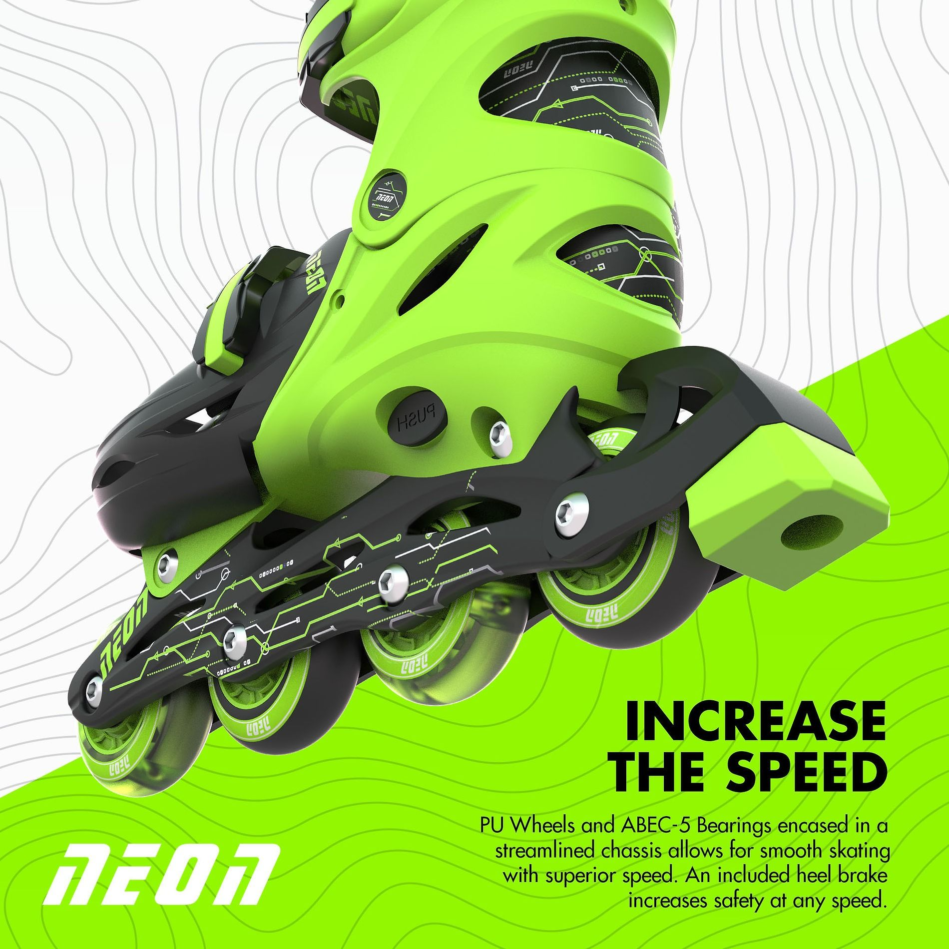 Роликовые коньки Neon Inline Skates Зеленый (Размер 34-37)