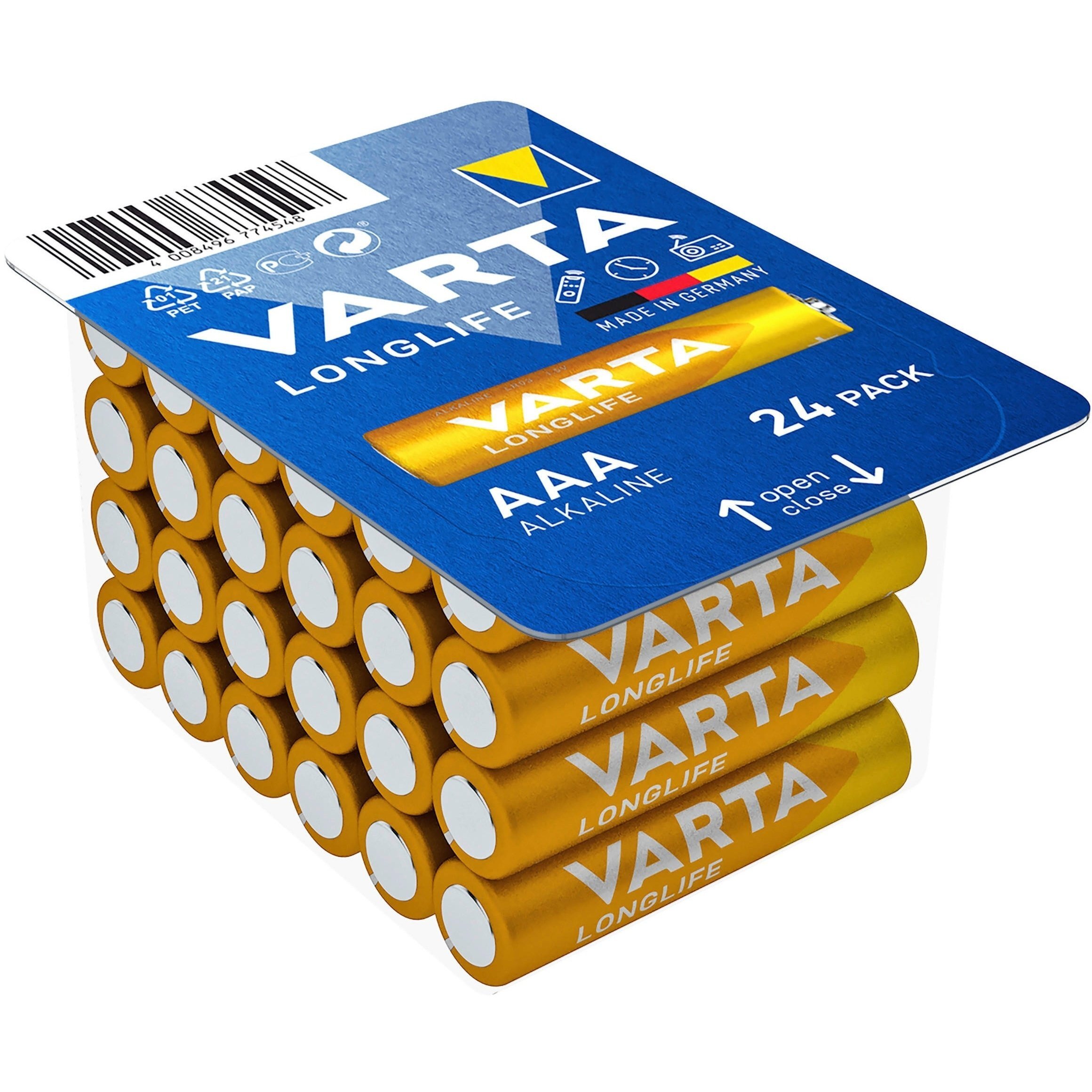 Батарейка VARTA LONGLIFE alkaline AAA BLI 24 (04103301124)