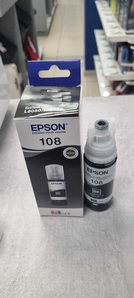 Контейнер с чернилами Epson 108 EcoTank L8050/L18050 black (C13T09C14A)