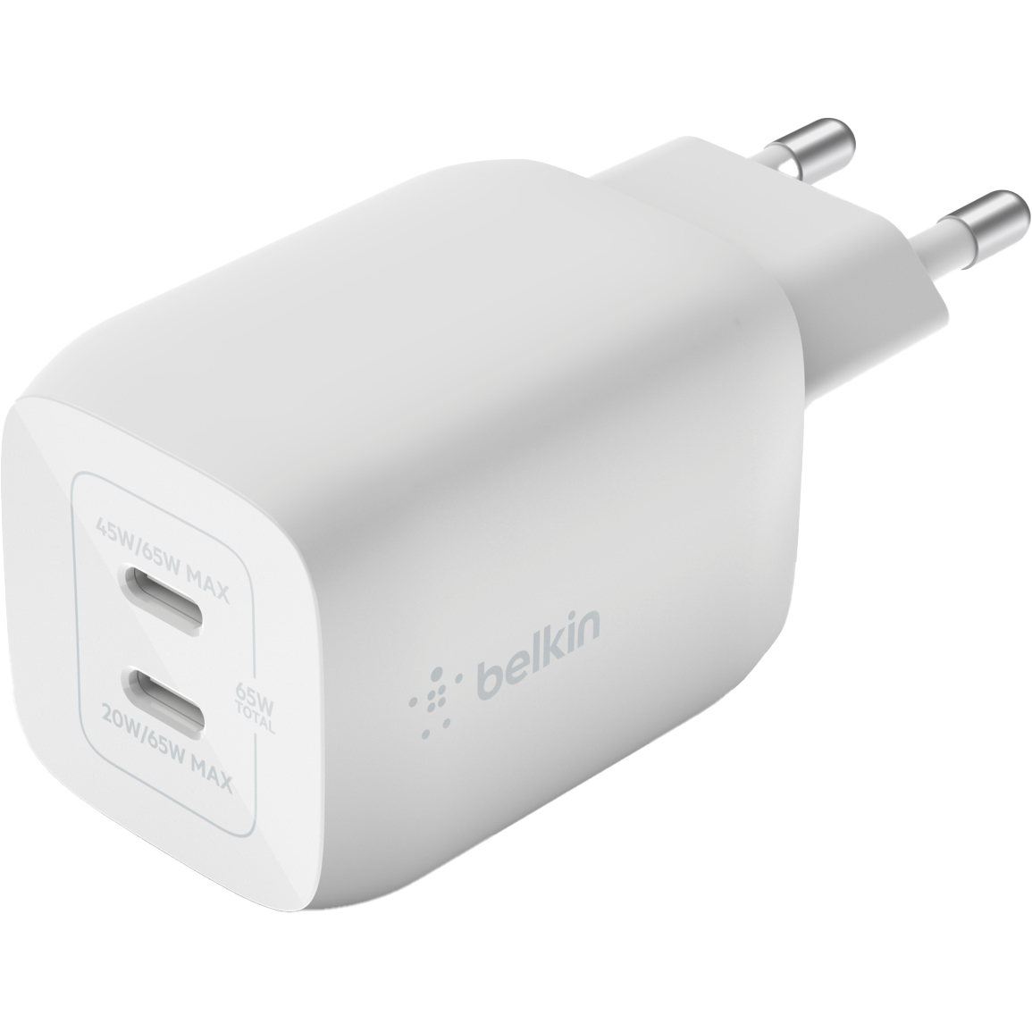 Мережевий ЗП Belkin Home Charger 65W GAN PD PPS Dual USB-C – USB-C 2m (WCH013VF2MWH-B6)