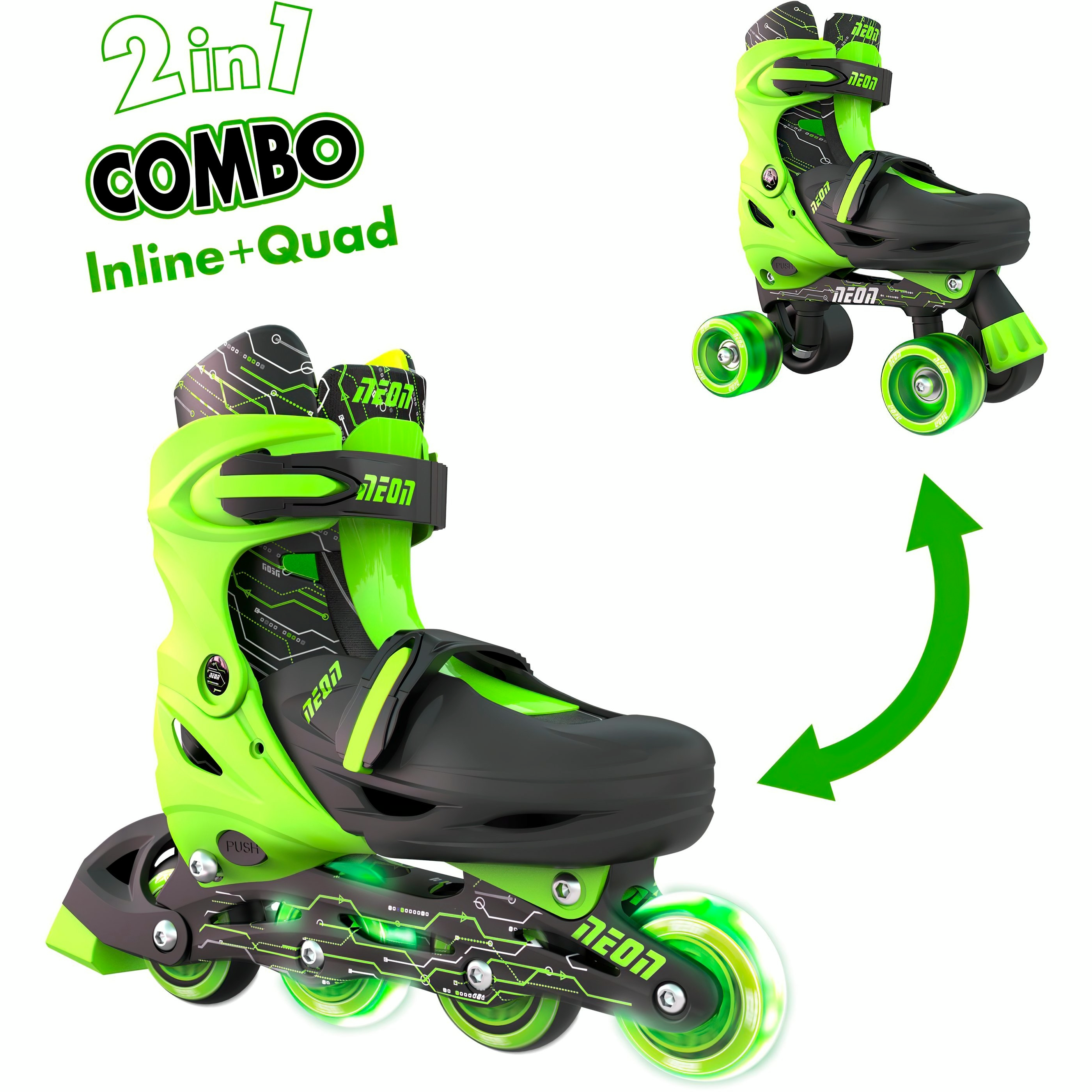 Роликові ковзани Neon Combo Skates Салатовий (Размер 30-33)