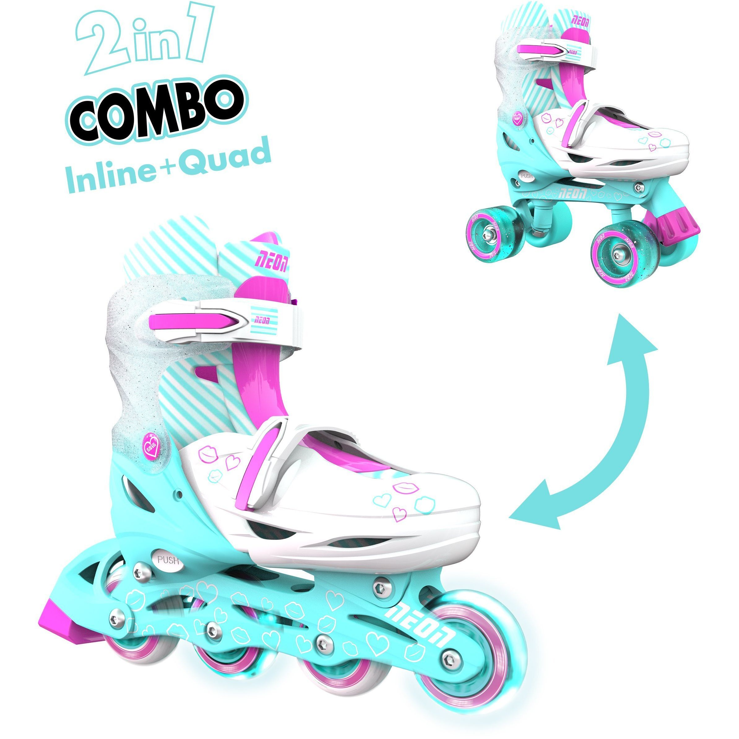 Роликовые коньки Neon Combo Skates Бирюзовый (Размер 30-33)