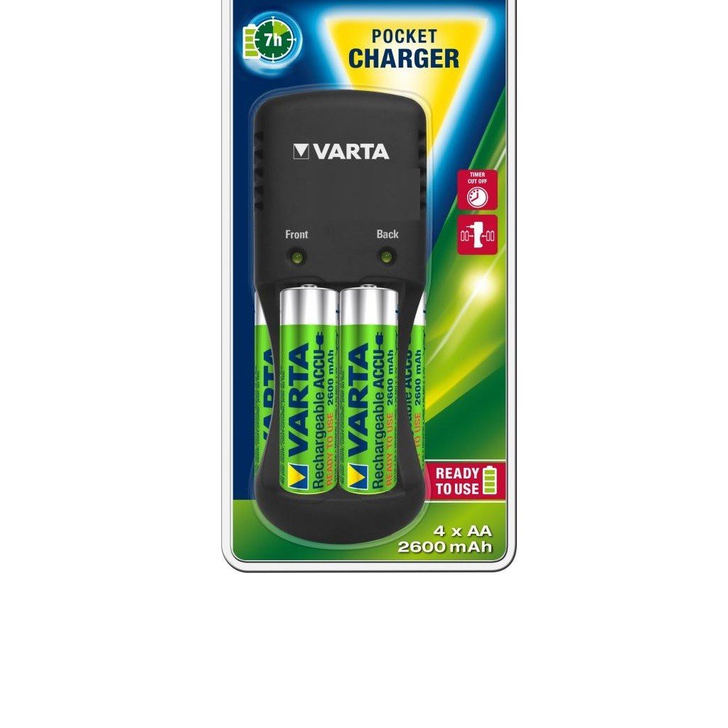 Зарядний пристрій VARTA Pocket Charger + Акумулятор NI-MH AA 2600 мАг, 4 шт.