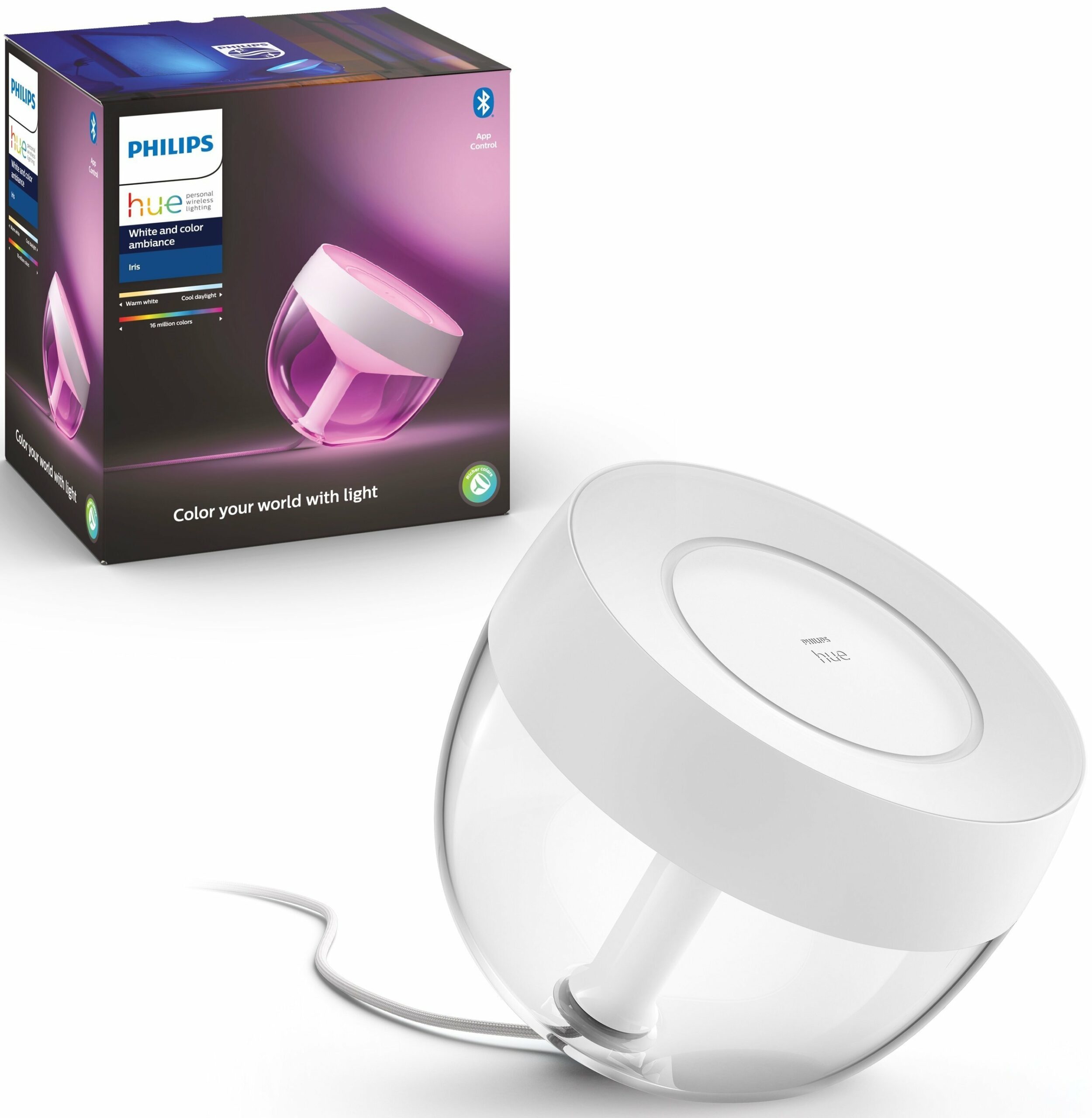 Настільний світильник Philips Hue Iris, 2000K-6500K, Color, Bluetooth, димований, білий