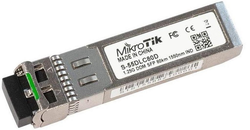 SFP-трансивер MikroTik SFP module 1.25G SM 80km 1550nm Dual LC-connector DDM-40C +85C (S-55DLC80D)