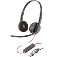 Гарнітура стерео комп`ютерна On-ear Poly Blackwire 3220, USB-A, USB-C, Black (8X228AA)