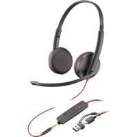 Гарнітура стерео комп`ютерна On-ear Poly Blackwire 3225, USB-A, USB-C, 3.5 мм, Black (8X229AA)