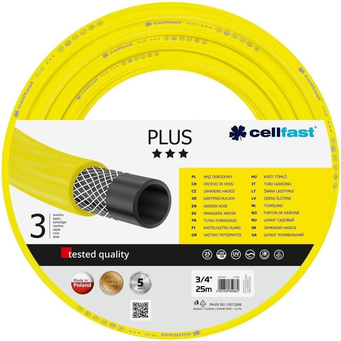 Шланг садовый Cellfast PLUS 3/4'', 25м (10-220)