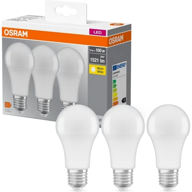 Набір ламп 3шт Osram Led E27 13Вт 2700К 1520Лм A60 (4058075819412)