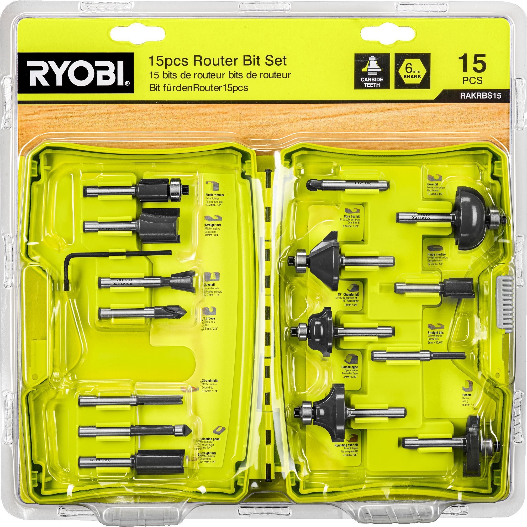 Фрези Ryobi RAKRBS15, 15 шт (5132005352)