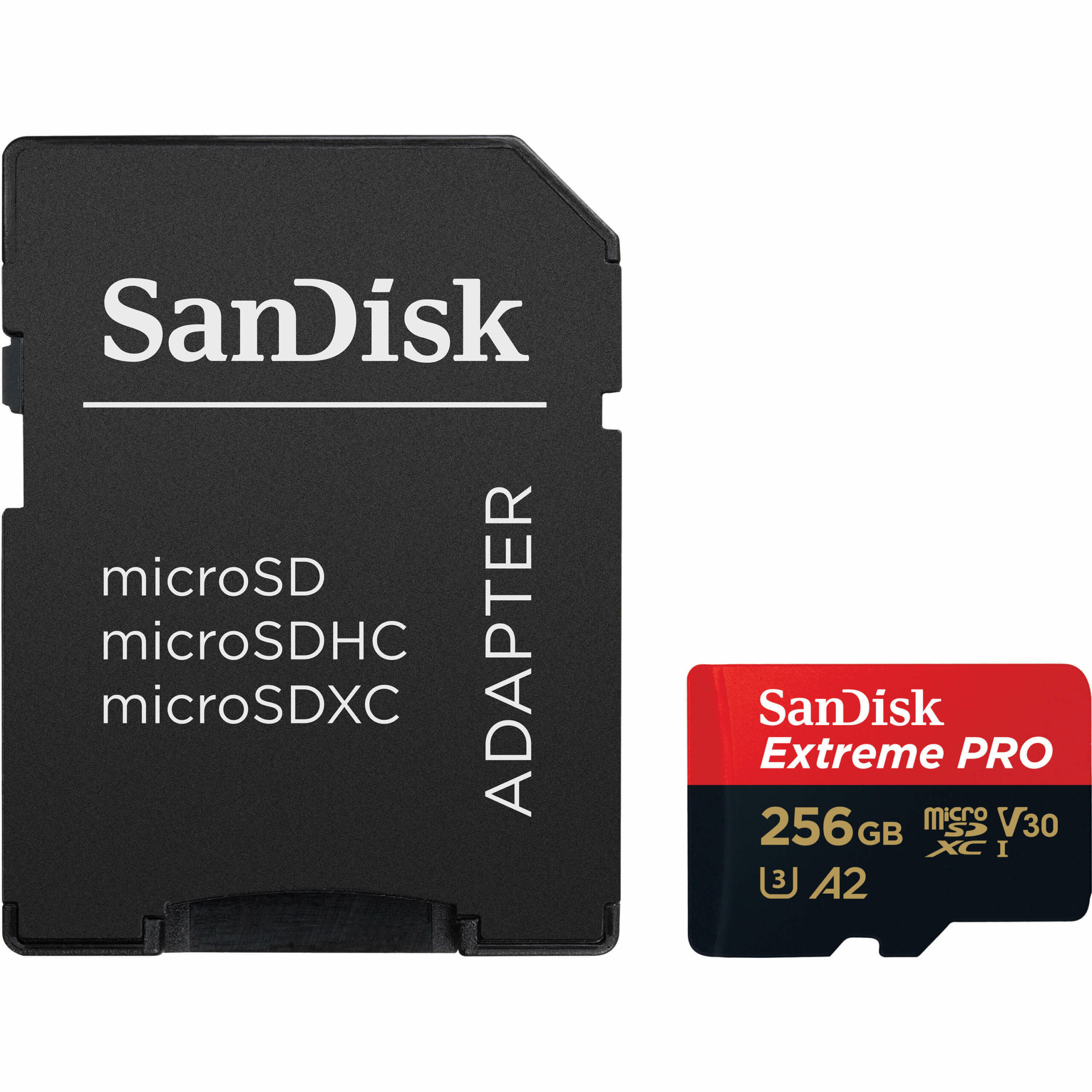 Карта памяти SanDisk microSDXC 256GB C10 UHS-I U3 R200/W140MB/s Extreme Pro V30 + адаптер SD (SDSQXCD-256G-GN6MA)