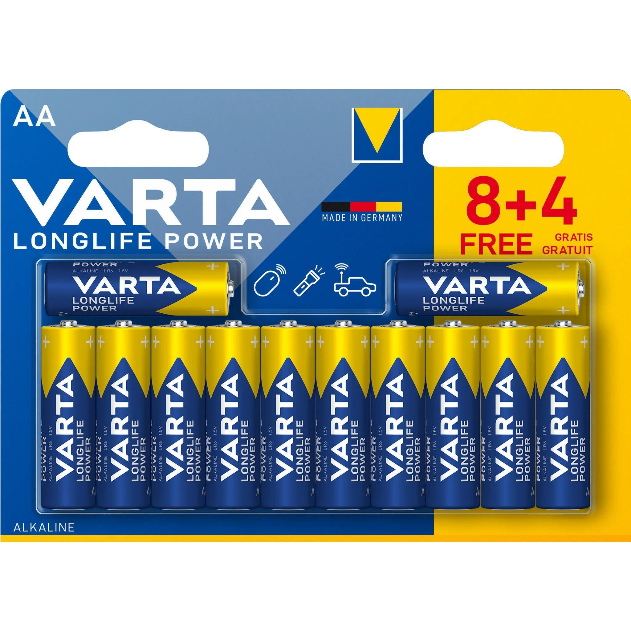 Батарейка VARTA LONGLIFE Power AA BLI 12 (8+4) ALKALINE