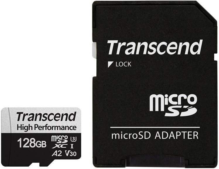 Карта памяти Transcend microSDXC 128GB C10 UHS-I U3 A2 R160/W125MB/s + адаптер SD (TS128GUSD340S)