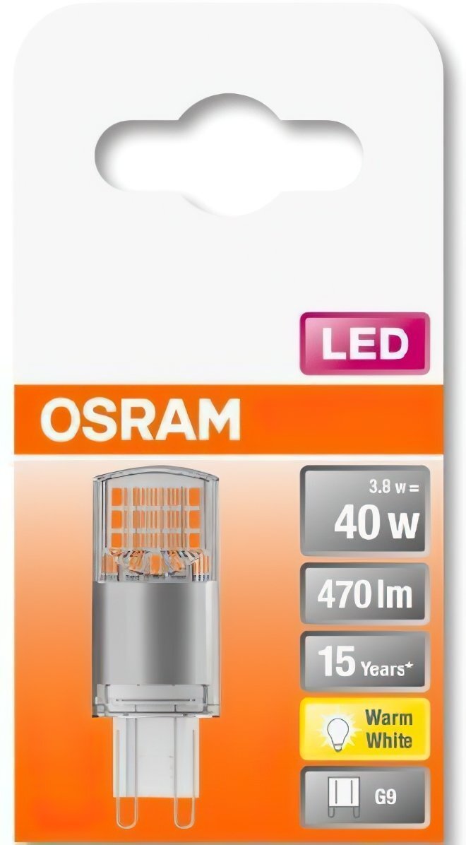 Лампа світлодіодна Osram LedPIN40 3,8W/827 230V CL G9 10X1