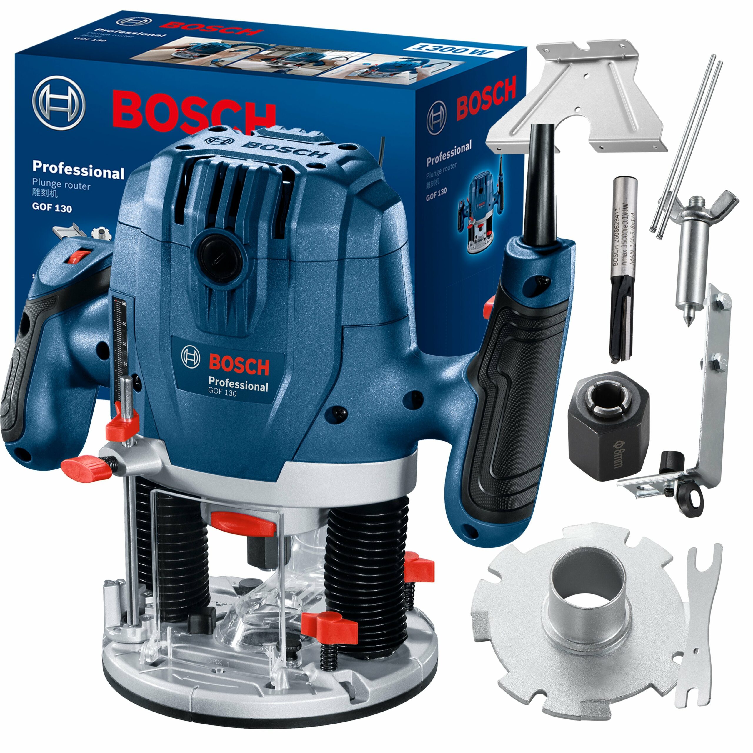 Фрезер Bosch GOF 130, 1300Вт, 11000-28000 об/хв, цанга 6 та 8мм, 3.5кг