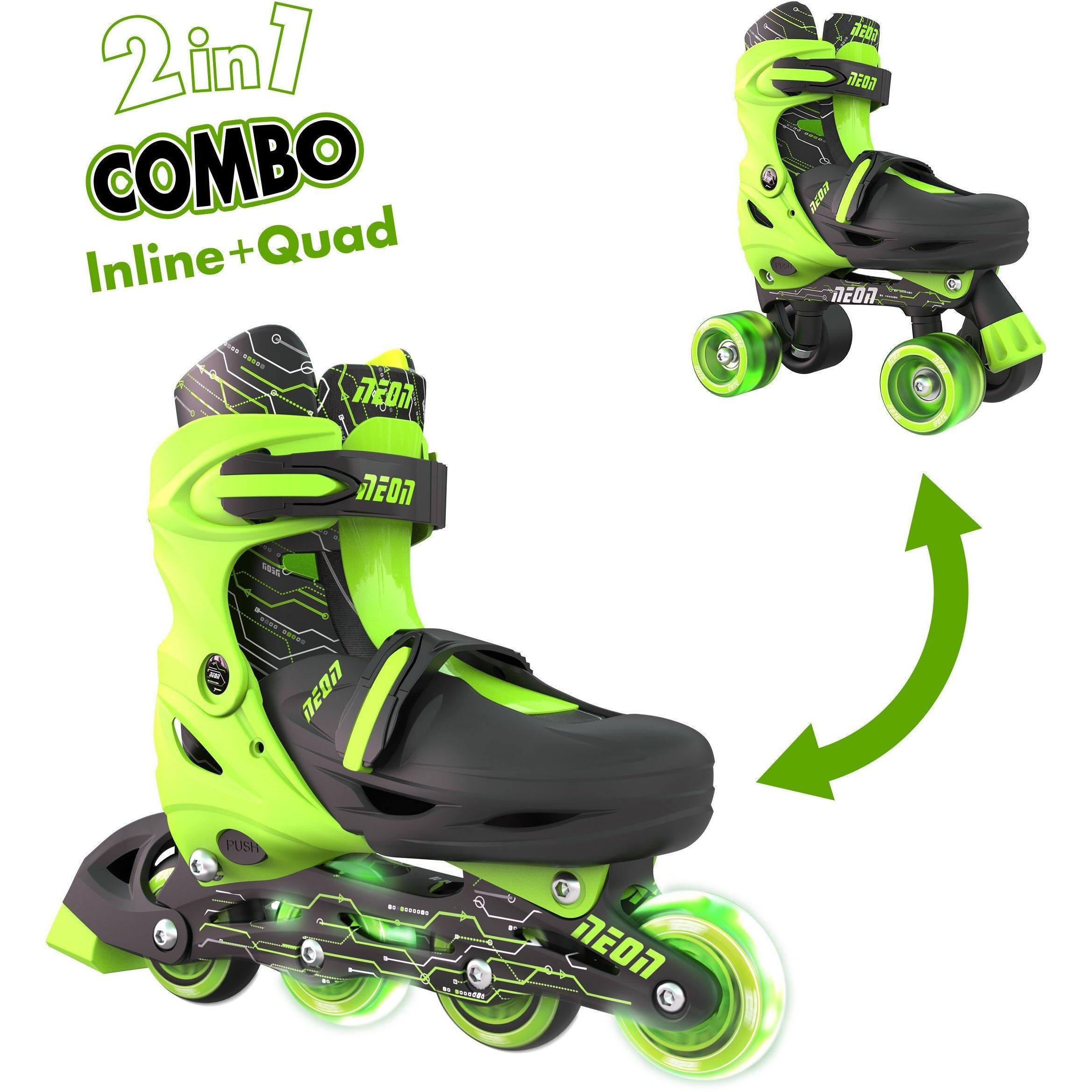 Роликовые коньки Neon Combo Skates Салатовый (Размер 34-37)