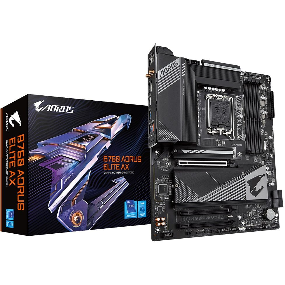 Материнська плата GIGABYTE B760 AORUS ELITE AX s1700 B760 4xDDR5 M.2 HDMI DP ATX