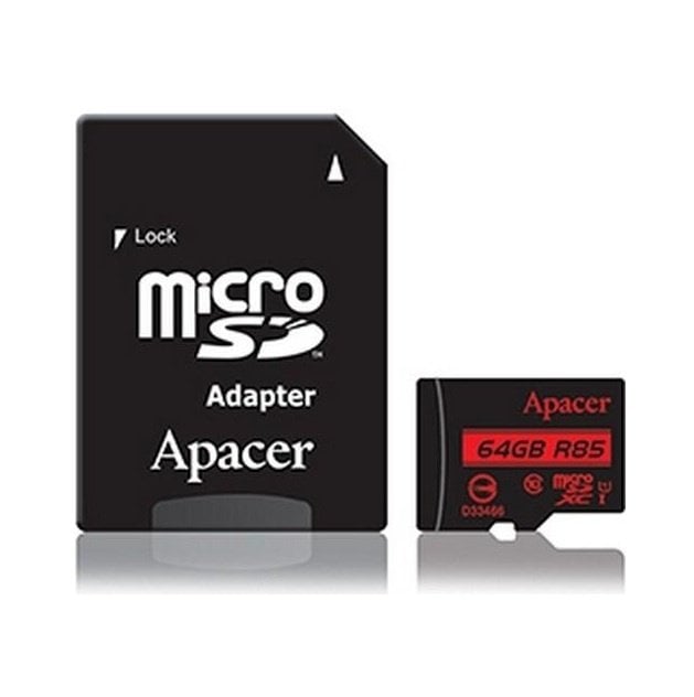 Карта пам`яті Apacer microSDXC 64GB C10 UHS-I R85MB/s + SD-адаптер (AP64GMCSX10U5-R)