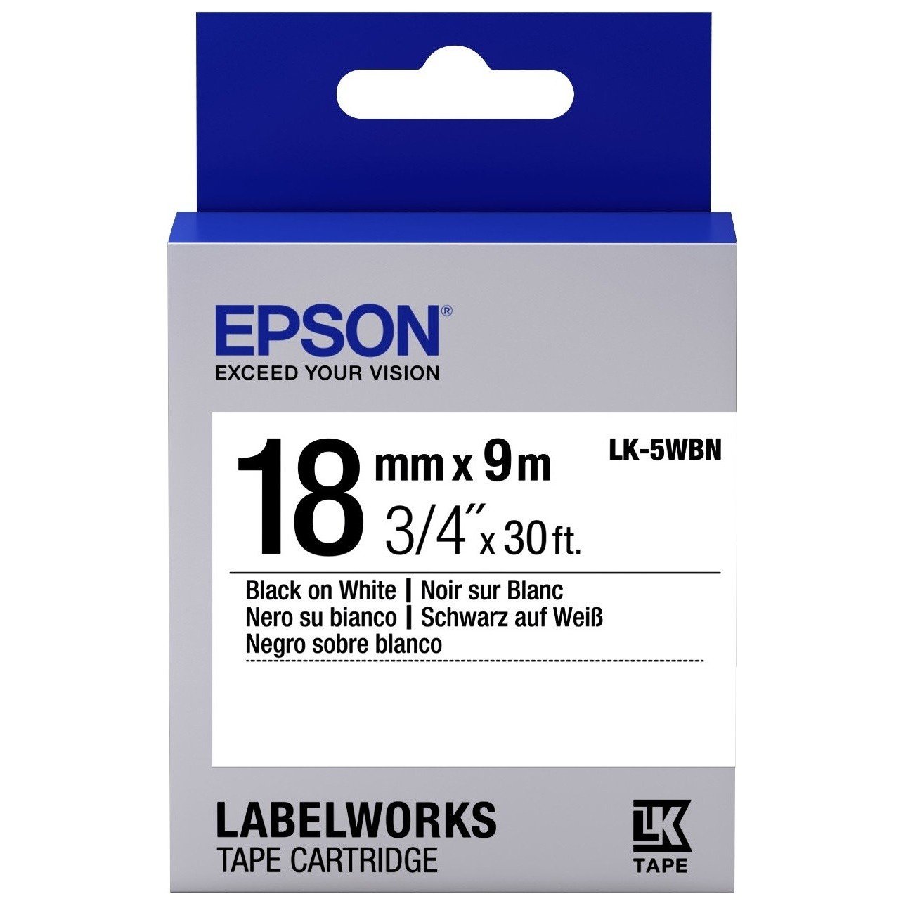 Стрічка Epson LK5WBN для LW-400/400VP/700 Std Blk/Wht 18mm/9m