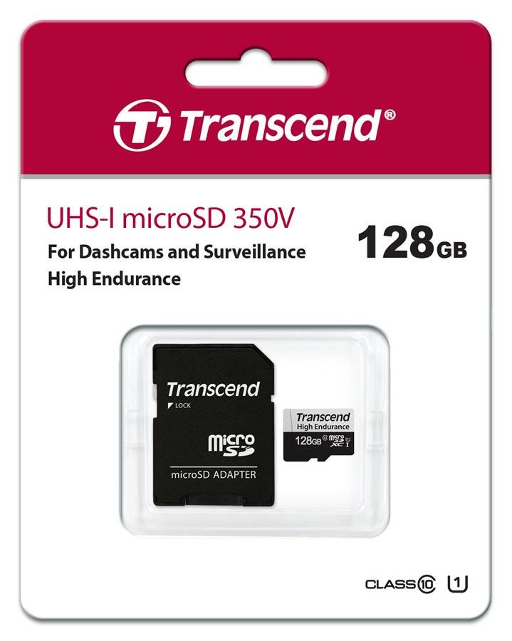 Карта памяти Transcend microSDXC 128GB C10 UHS-I U1 High Endurance (TS128GUSD350V)