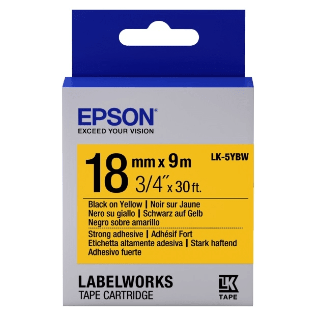 Лента Epson LK-5YBW принтеров LW-400/400VP/700 Strng adh Blk/Yell 18mm/9m