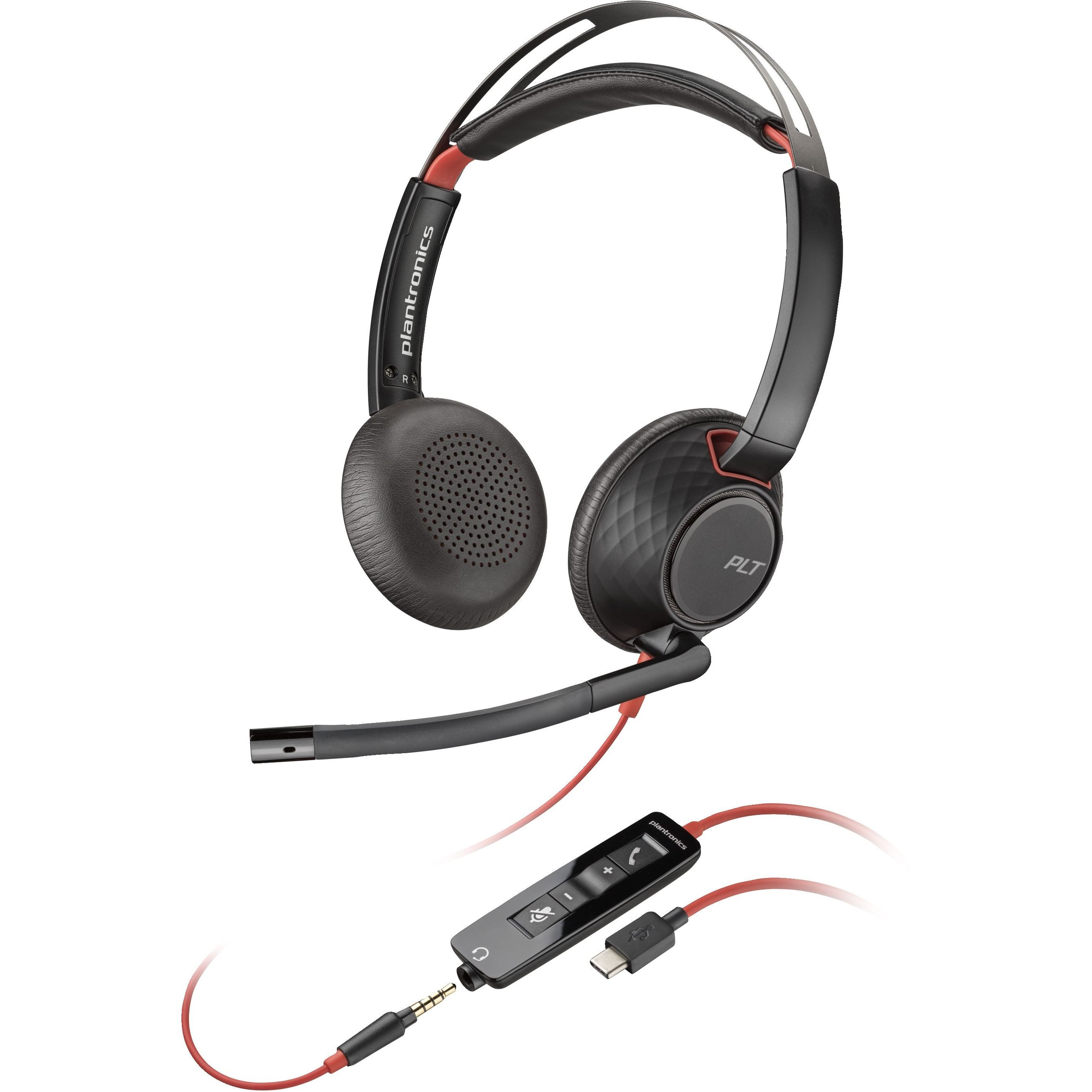 Гарнітура стерео комп`ютерна On-ear Poly Blackwire 5220, USB-A, USB-C, 3.5мм (8X231AA)