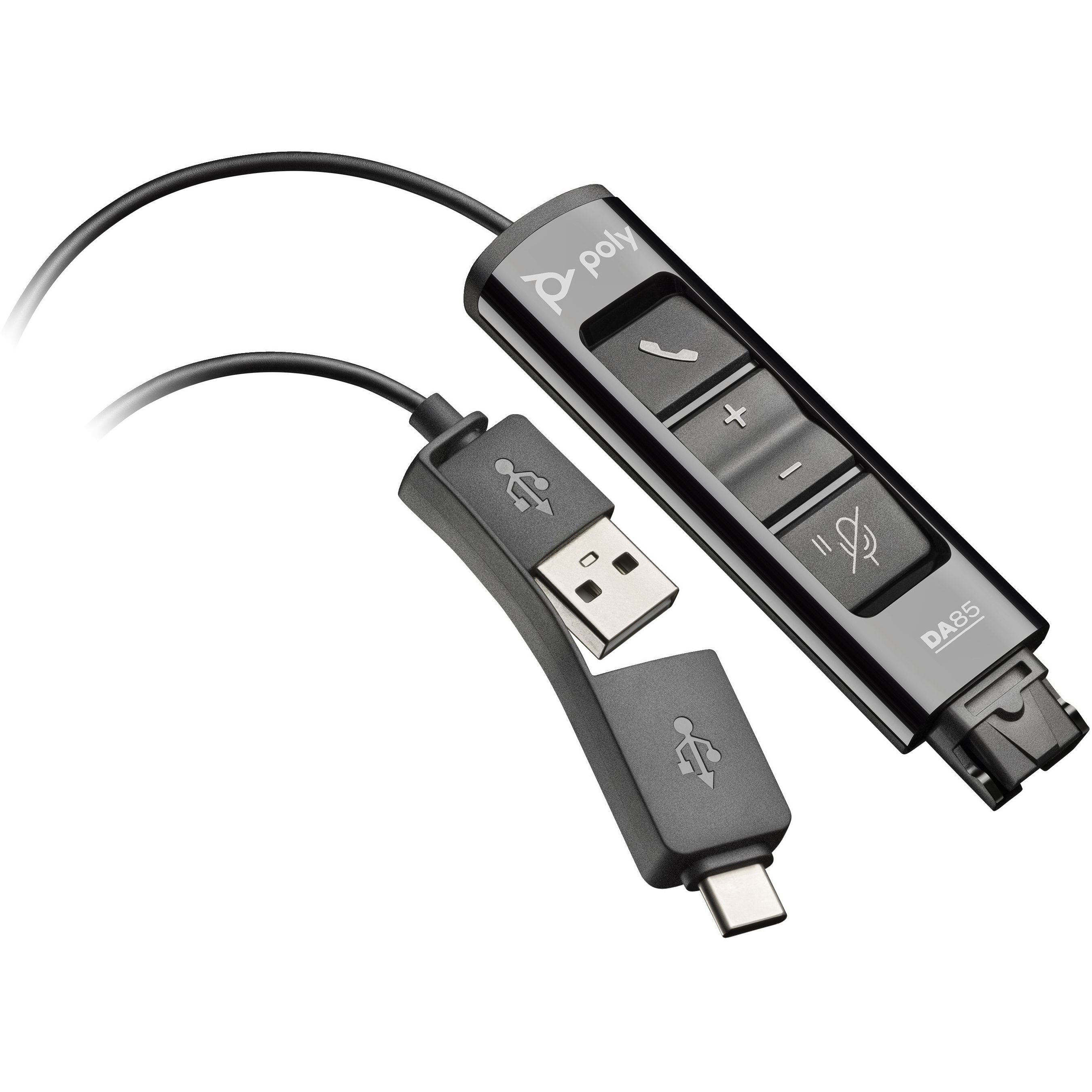 Перехідник Poly DA85 USB – QD з вбудованим пультом для гарнітур EncorePro, USB-A, USB-C Black (786C7AA)