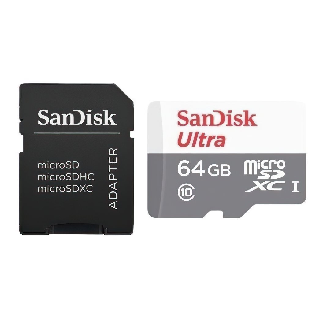 Карта памяти SanDisk microSDHC 64GB C10 UHS-I R100MB/s Ultra+SD (SDSQUNR-064G-GN3MA)