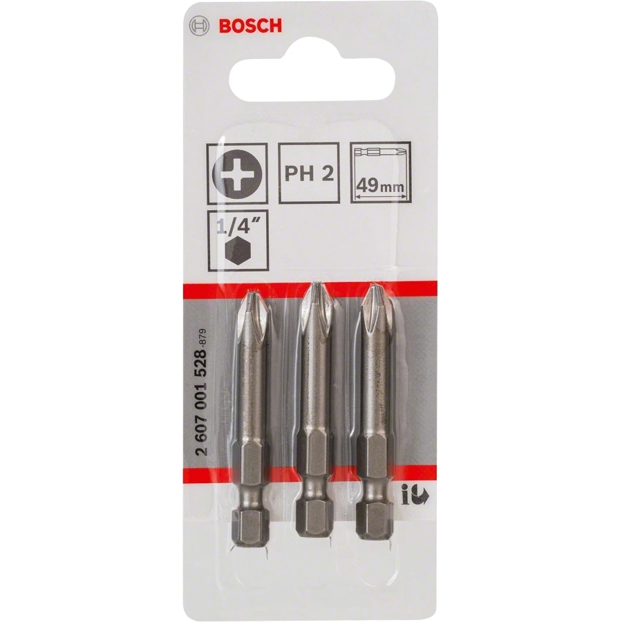 Бита Bosch Extra-Hart PH2, 49мм, 3шт (2.607.001.528)