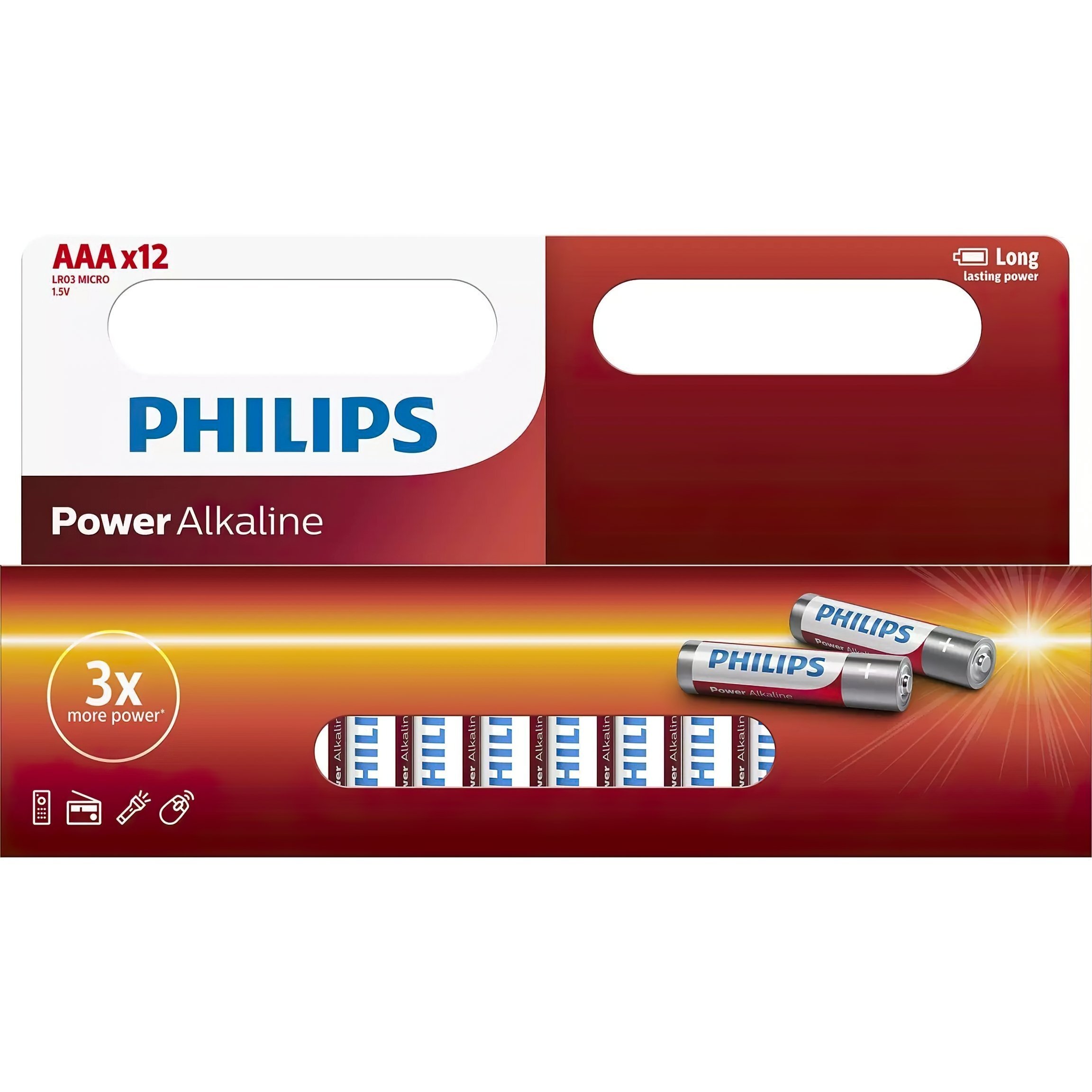 Батарейка Philips Power Alkaline AAA BLI 12 (LR03P12W/10)