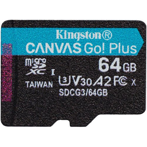 Карта пам`яті Kingston microSDXC 64GB Canvas Go Plus 170R A2 U3 V30 + SD-Адаптер (SDCG3/64GB)