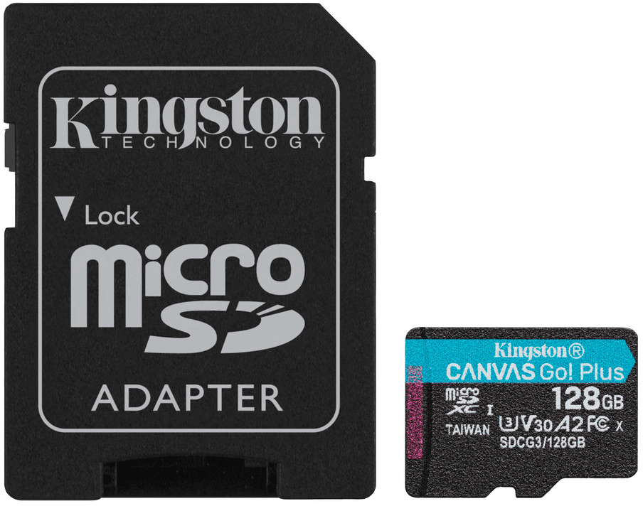 Карта пам'яті Kingston microSDXC 128GB Canvas Go Plus 170R A2 U3 V30 + SD адаптер (SDCG3/128GB)