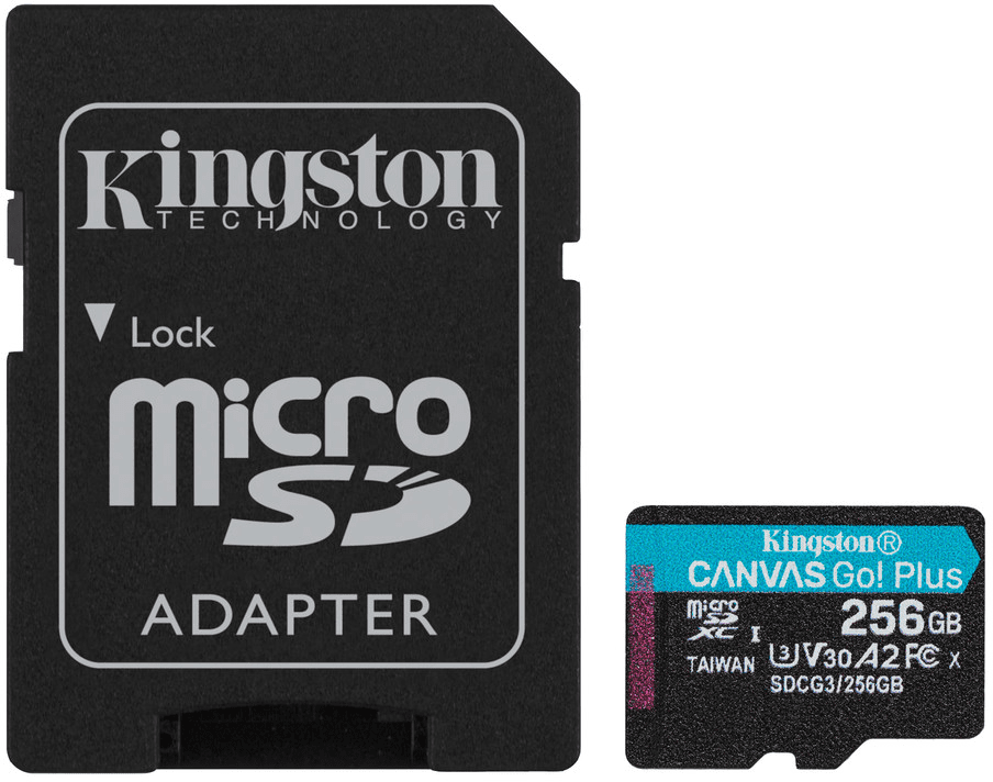 Карта памяти Kingston microSDXC 256GB Canvas Go Plus 170R A2 U3 V30 + адаптер SD (SDCG3/256GB)