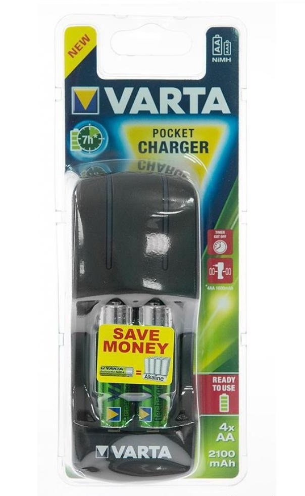 Зарядний пристрій VARTA Pocket Charger + Акумулятор NI-MH AA 2100 мАг, 4 шт.