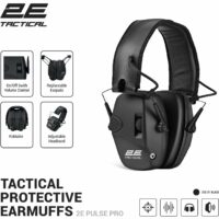 Тактичні захисні навушники 2E Pulse Pro Black NRR 22 dB, активні (2E-TPE026BK)