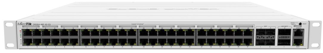 Комутатор MikroTik CRS354-48P-4S+2Q+RM 48xGE PoE, 4xSFP+, 2xQSFP+ 40Gbit, 802.3af/at 700W