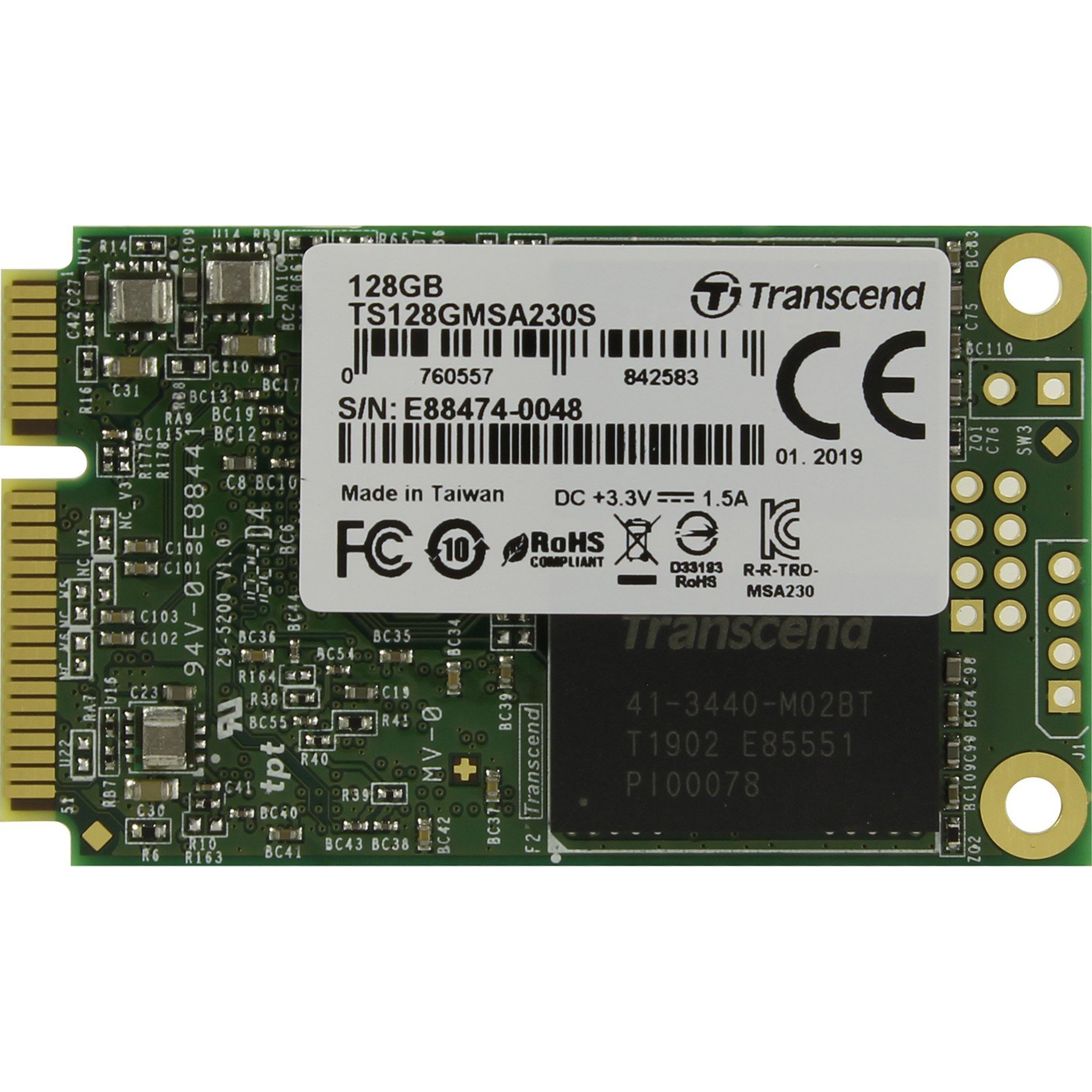 SSD накопичувач TRANSCEND 230S 128GB mSATA 3D TLC (TS128GMSA230S)