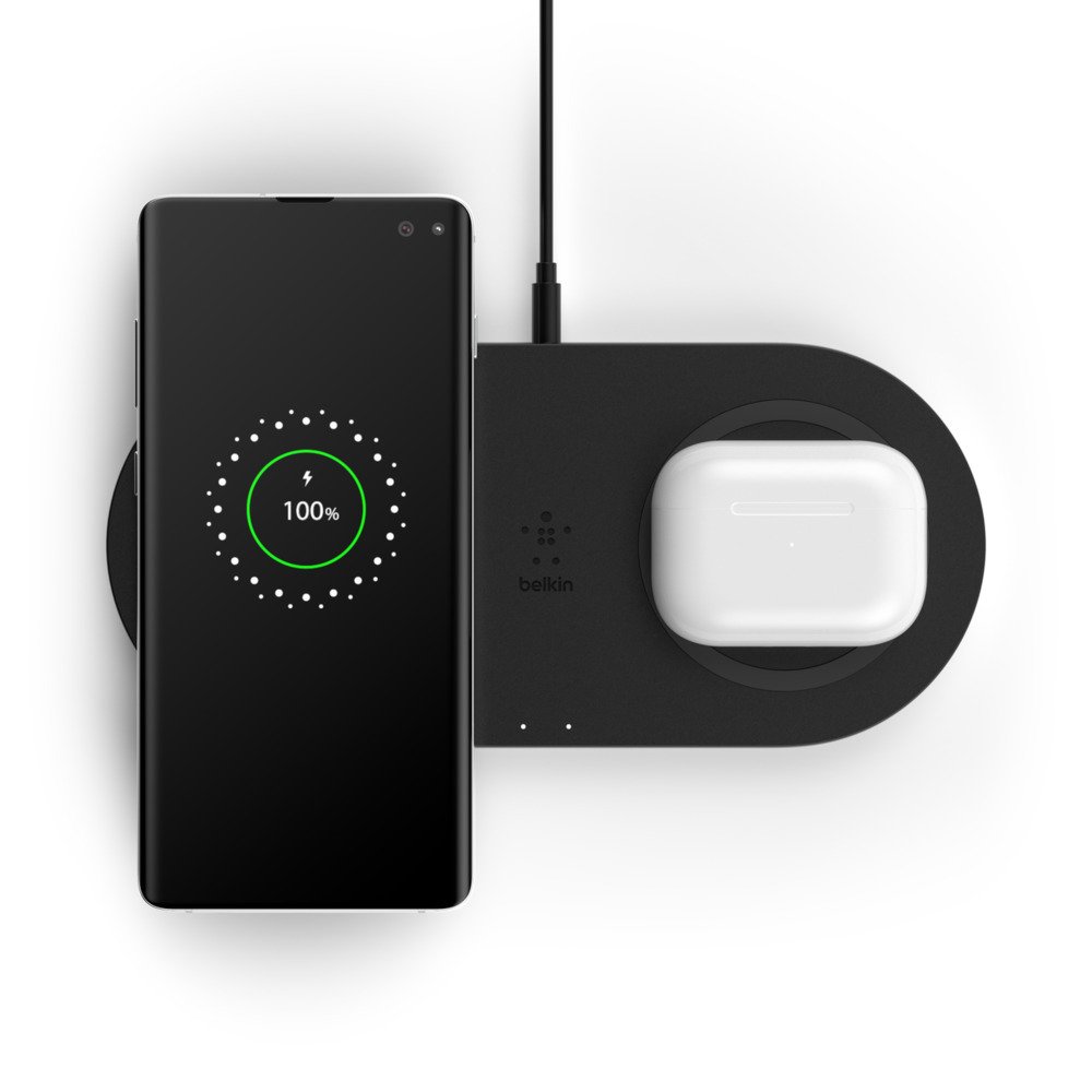 Бездротовий зарядний пристрій Belkin Dual Pad Wireless Charging Qi, 2x 10W, black (WIZ002VFBK)