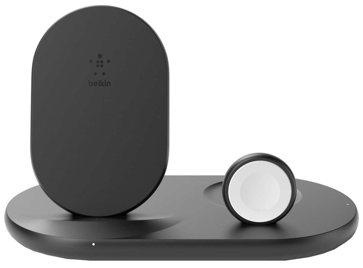 Бездротовий зарядний пристрій Belkin 3-in-1 Wireless Pad/Stand/Apple Watch, black (WIZ001VFBK)