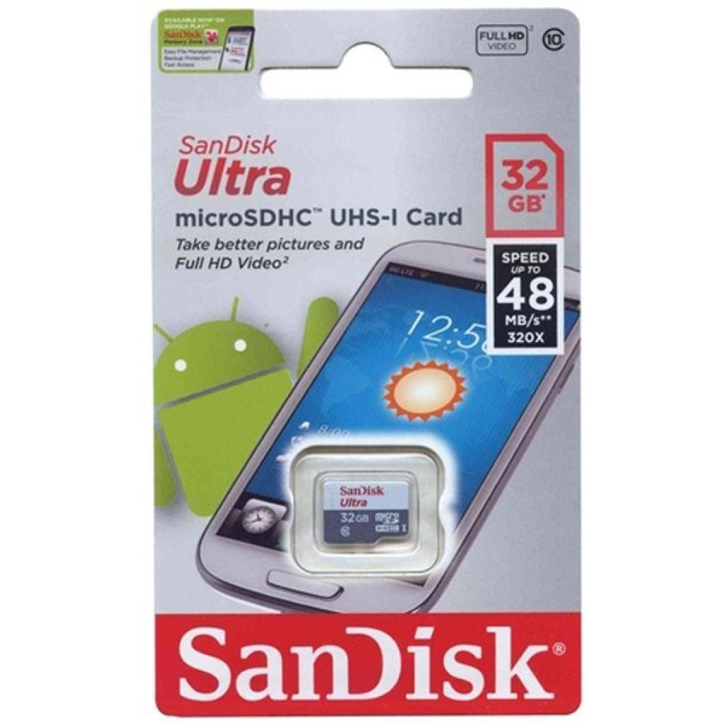 Карта пам`яті SanDisk microSDHC 32GB C10 UHS-I R100MB/s Ultra (SDSQUNR-032G-GN3MN)