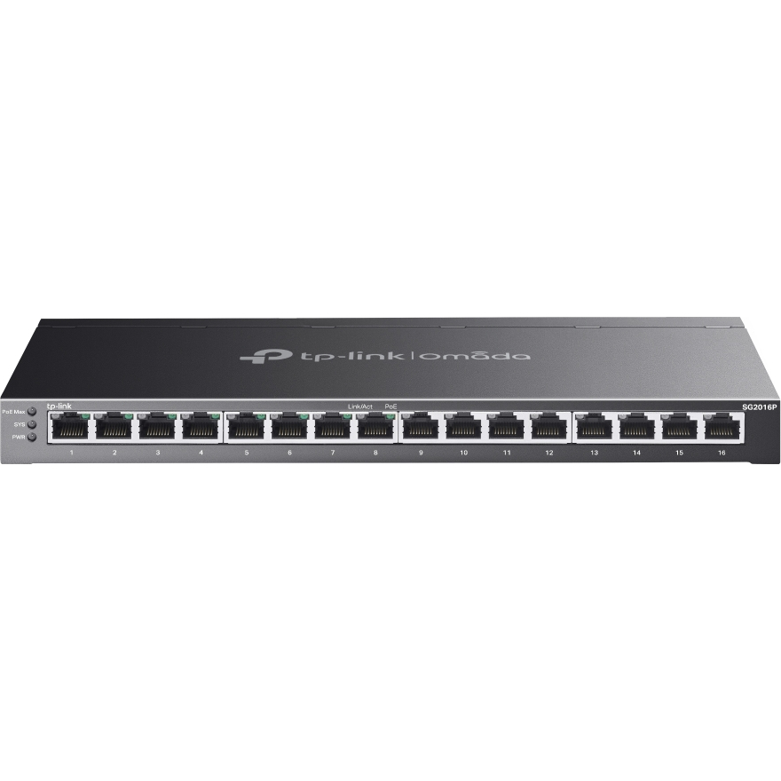 Комутатор TP-LINK TL-SG2016P 16xGE (8xPoE), 120Вт, WebSmart (SG2016P)