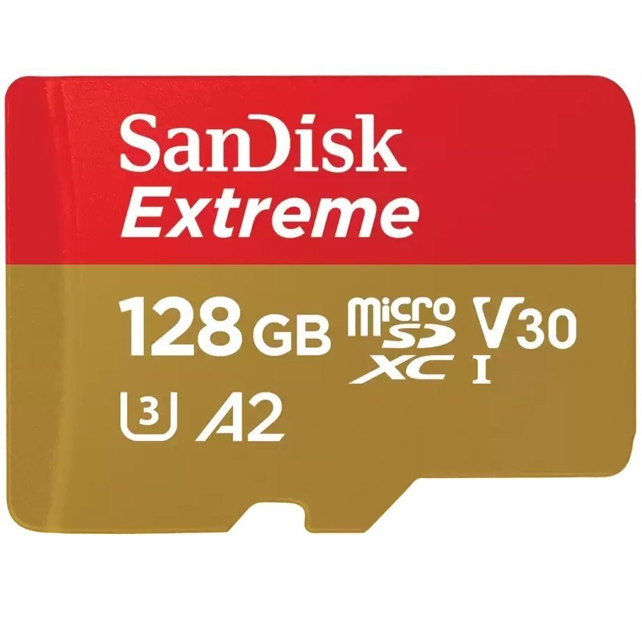 Карта памяти SanDisk microSD 128GB C10 UHS-I U3 R190/W90MB/s Extreme Pro V30 + адаптер SD (SDSQXAA-128G-GN6MA)