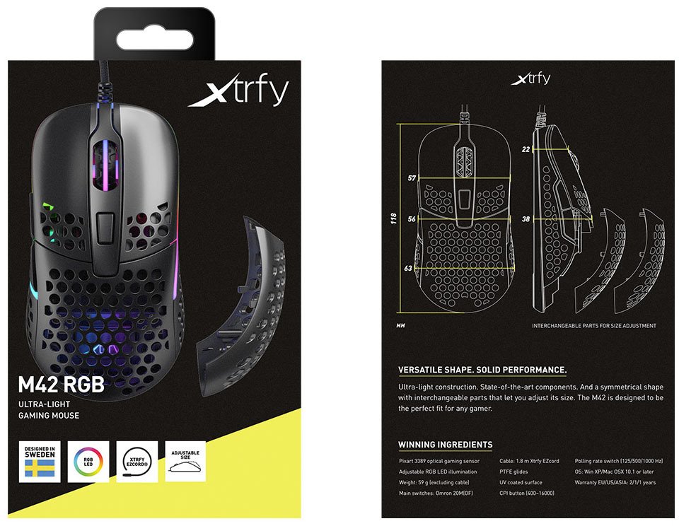 Ігрова миша Xtrfy M42 RGB, Black (XG-M42-RGB-BLACK)